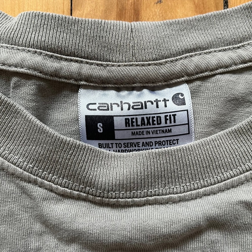 Carhartt Relaxed Fit Short Sleeve Pocket T Shirt Mens Size S Khaki Green - Picture 3 of 6